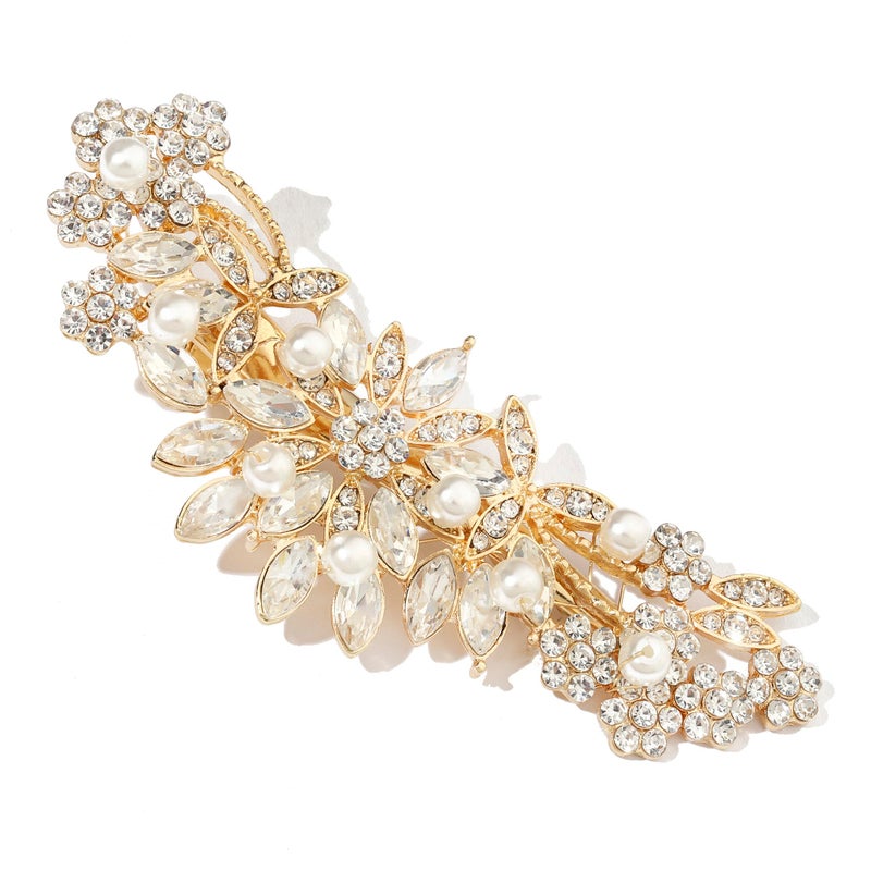 Hapibuy Crystal Rhinestone Pearl Hair Comb Gold Wedding Bridal Hair Pins Accessory